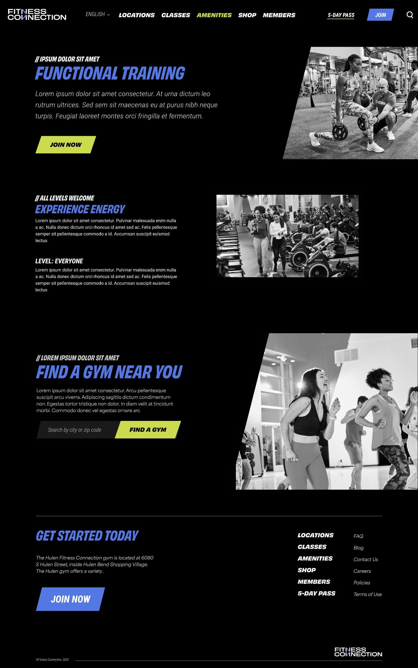 Amenity page for functional training